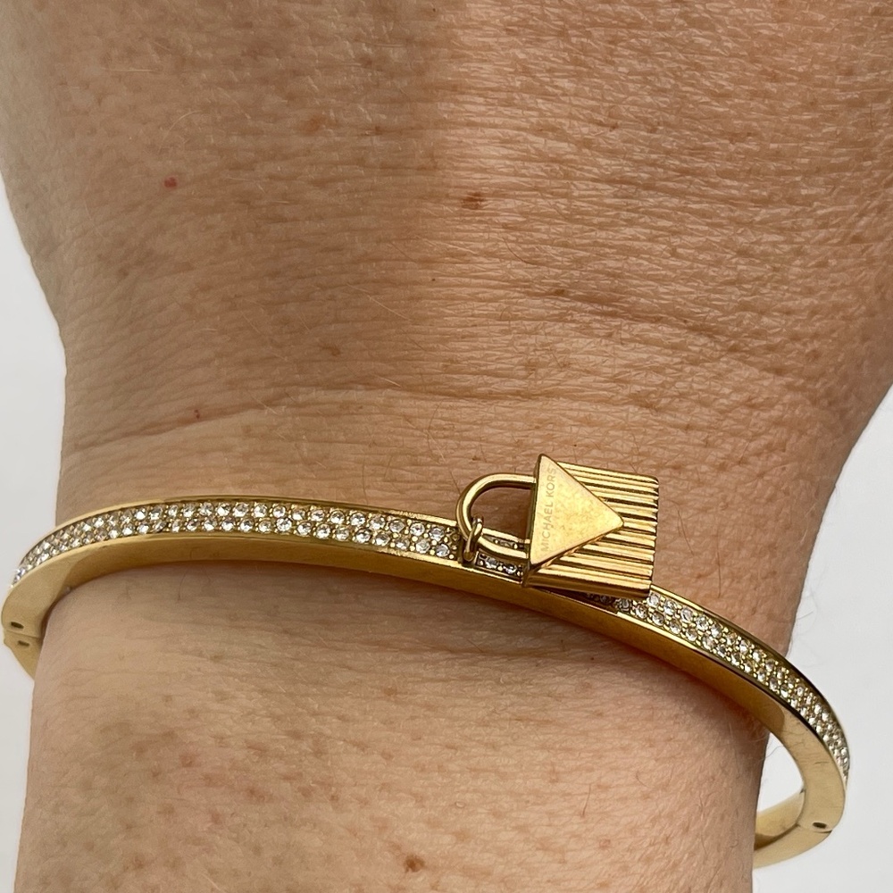 Michael Kors Color crush yellow gold plated clear rhinestone bangle bracelet